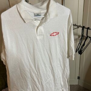 Vintage Chevy White Polo Shirt, Single stitch, made in the USA